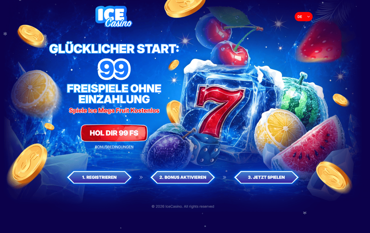 IceCasino – 99 Freispiele für Ice Mega Fruit