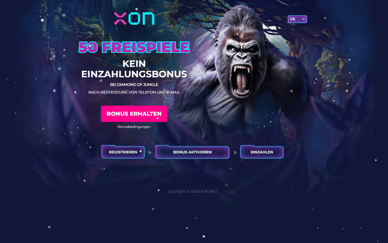 XON.bet – 50 Freispiele für Diamond of Jungle